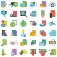 Cyber information icons set, cartoon style