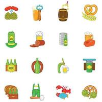 cerveza, conjunto de iconos de estilo de dibujos animados vector
