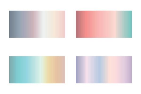 Pastel gradation set. Vector shiny soft gradient collection for ribbon, border, frame, label design