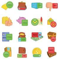 Online money icons set, cartoon style vector