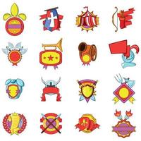 Mediaeval icons set, cartoon style vector