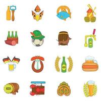 Beer icons set, cartoon style vector