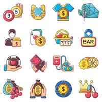 Easy money icons set, cartoon style vector
