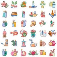 Beauty shop icons set, cartoon style vector