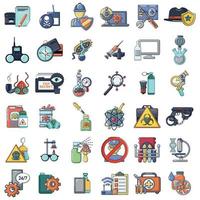Spying poison icons set, cartoon style vector