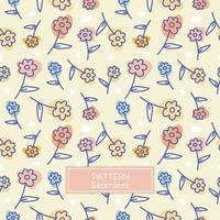 Floral summer quirky design outline style seamless vector pattern playful design. Fabric and card print. Background decoration