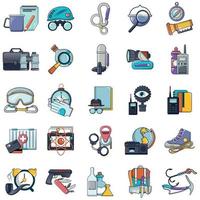 Espionage icons set, cartoon style vector