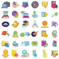 Research icons set, cartoon style vector