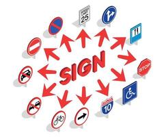 Road sign concept banner, isometric style vector