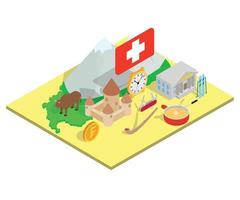 Swiss concept banner, isometric style vector
