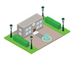 Office building concept banner, isometric style vector