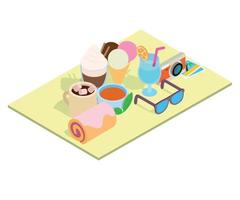 Tourist breakfast concept banner, isometric style vector