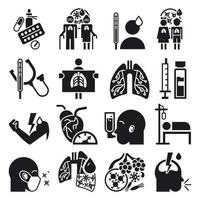 Pneumonia icon set, simple style vector