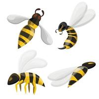 Wasp icons set, cartoon style vector