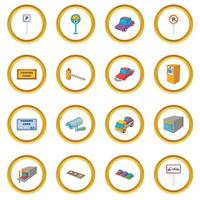 Parking items icons circle vector