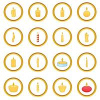 Different candle icons circle vector
