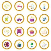círculo de iconos de símbolos de sueño vector