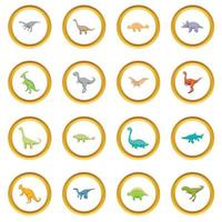 Different dinosaurs icons circle vector