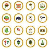 Zombie parts icons circle vector