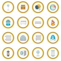 Heating cooling icons circle vector