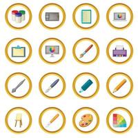 Drawing and painting tool icons circle vector