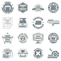 Print service logo icons set, simple style vector