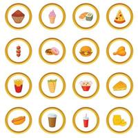 Fast food icons circle vector