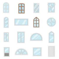 Tipos de diseño de ventana, conjunto de iconos de estilo de dibujos animados vector