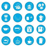 icono de té y café azul vector