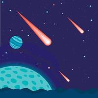 Meteorite concept background, flat style vector