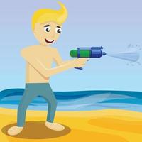 Squirt gun concept background, cartoon style vector