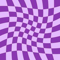 Twisted checkered monochrome background. Abstract vector pattern. Retro wavy psychedelic checkerboard