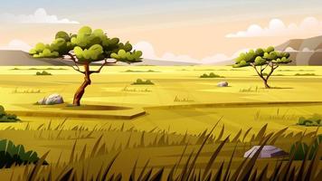 paisaje de sabana en estilo de dibujos animados vector
