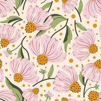 Floral seamless vector pattern with pink wildflower. Pink floral background for textile, fabric wallpaper, surface, scrapbooking.