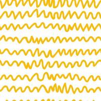 Wavy yellow stripes on white background, seamless pattern vector