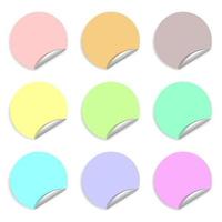 Circle colorful paper sticker note set with drop shadows. Graphic design. vector