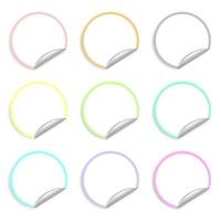 White circle paper sticker note set with drop shadows. Graphic design. vector