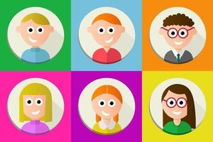 conjunto de avatar de niños sonrientes. iconos de niños. diseño plano. vector