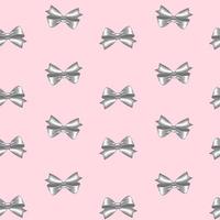 Pattern with silver bows. Pink background. vector