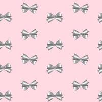 Pattern with silver bows. Pink background. vector