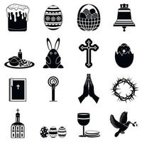 Easter black simple icons vector