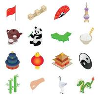 iconos 3d isométricos de china vector