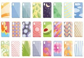 Smartphone case icons set cartoon vector. Cover case vector