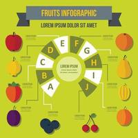 concepto infográfico de frutas, estilo plano vector