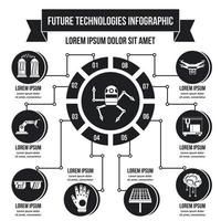 Future tech infographic concept, simple style vector