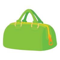 Green sports bag icon, cartoon style vector