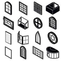 conjunto de iconos de formas de ventana, estilo simple vector