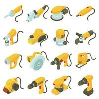 conjunto de iconos de herramientas eléctricas, estilo de dibujos animados isométricos vector
