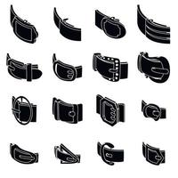 Belt buckle icons set, simple style vector