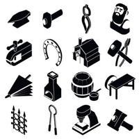 Blacksmith tools icons set, simple style vector